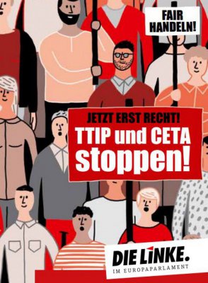 Titelblatt des Folders der LINKEN. im Europaparlament zu TTIP und CETA